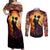 Day of Dead Couple Couples Matching Off Shoulder Maxi Dress and Long Sleeve Button Shirt Sugar Skull Couple Dancing - Wonder Print Shop