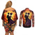 Day of Dead Couple Couples Matching Off Shoulder Short Dress and Long Sleeve Button Shirt Sugar Skull Couple Dancing - Wonder Print Shop