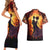 Day of Dead Couple Couples Matching Short Sleeve Bodycon Dress and Hawaiian Shirt Sugar Skull Couple Dancing - Wonder Print Shop