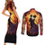 Day of Dead Couple Couples Matching Short Sleeve Bodycon Dress and Long Sleeve Button Shirt Sugar Skull Couple Dancing - Wonder Print Shop