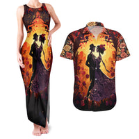 Day of Dead Couple Couples Matching Tank Maxi Dress and Hawaiian Shirt Sugar Skull Couple Dancing - Wonder Print Shop