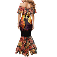 Day of Dead Couple Family Matching Mermaid Dress and Hawaiian Shirt Sugar Skull Couple Dancing - Wonder Print Shop