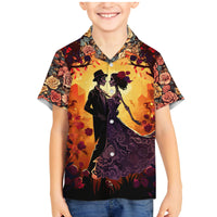 Day of Dead Couple Family Matching Mermaid Dress and Hawaiian Shirt Sugar Skull Couple Dancing - Wonder Print Shop