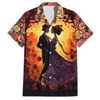 Day of Dead Couple Family Matching Puletasi Dress and Hawaiian Shirt Sugar Skull Couple Dancing - Wonder Print Shop