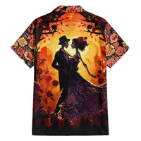Day of Dead Couple Family Matching Short Sleeve Bodycon Dress and Hawaiian Shirt Sugar Skull Couple Dancing - Wonder Print Shop