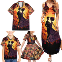 Day of Dead Couple Family Matching Summer Maxi Dress and Hawaiian Shirt Sugar Skull Couple Dancing - Wonder Print Shop