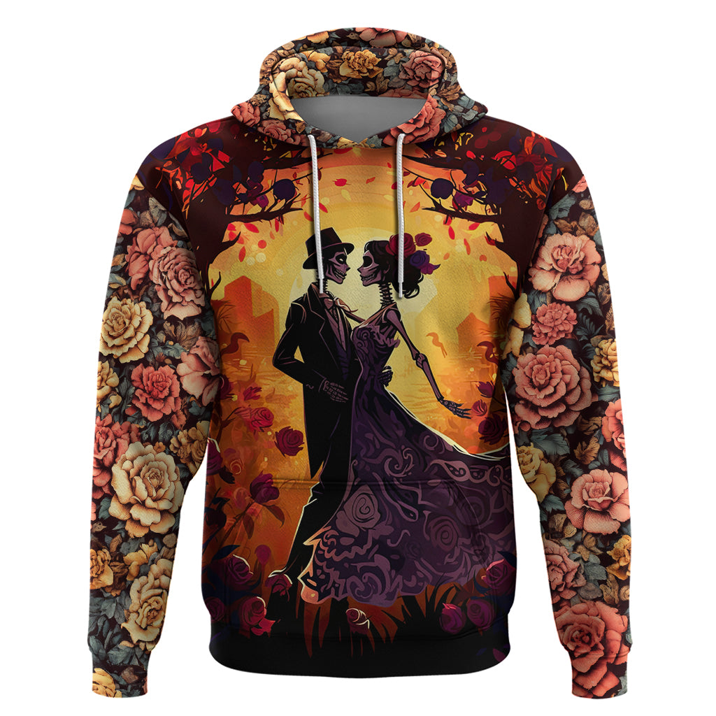 Day of Dead Couple Hoodie Sugar Skull Couple Dancing - Wonder Print Shop