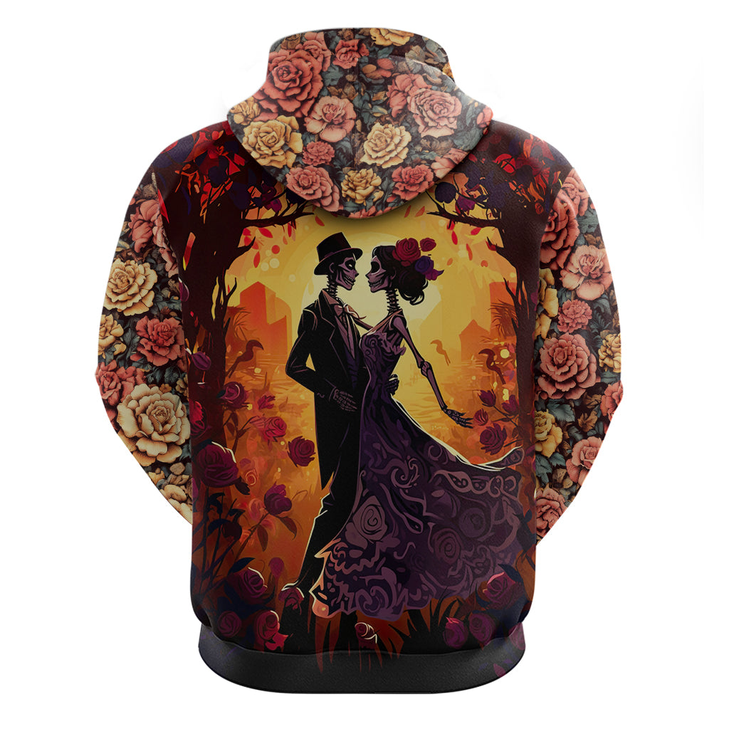 Day of Dead Couple Hoodie Sugar Skull Couple Dancing - Wonder Print Shop