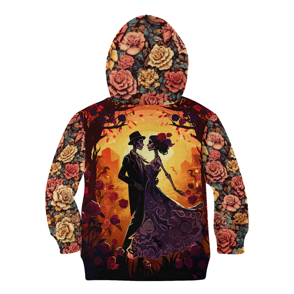 Day of Dead Couple Kid Hoodie Sugar Skull Couple Dancing - Wonder Print Shop
