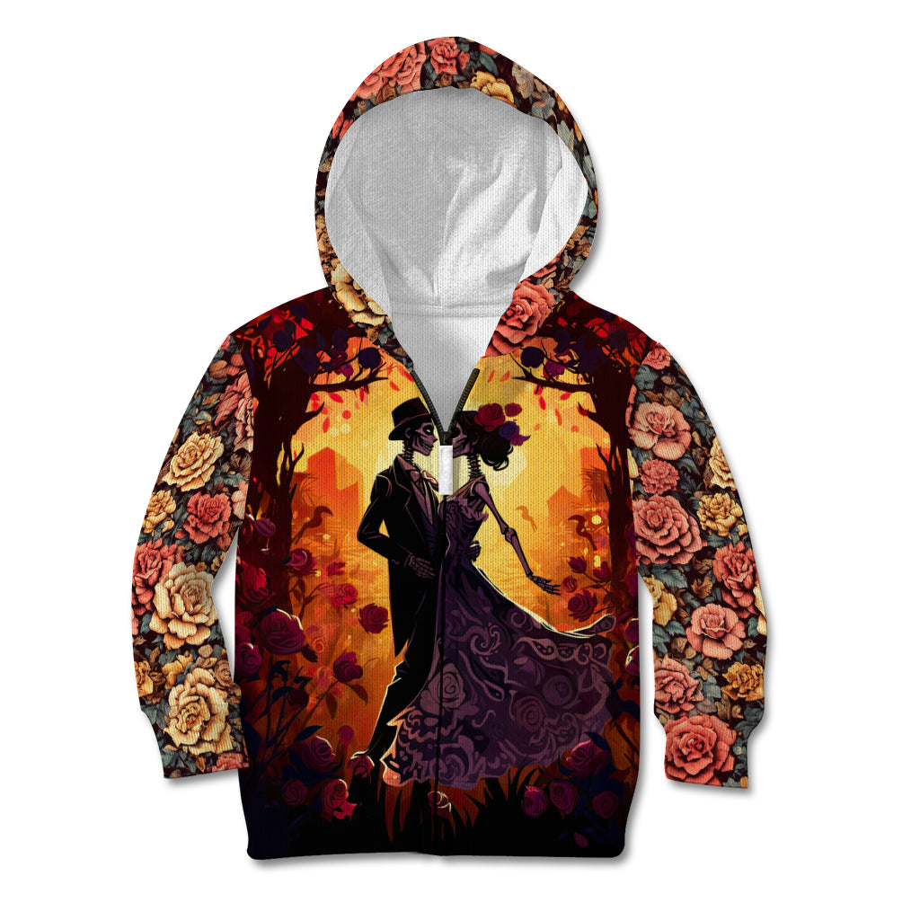 Day of Dead Couple Kid Hoodie Sugar Skull Couple Dancing - Wonder Print Shop