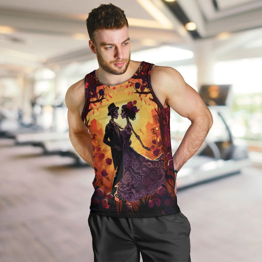 Day of Dead Couple Men Tank Top Sugar Skull Couple Dancing - Wonder Print Shop