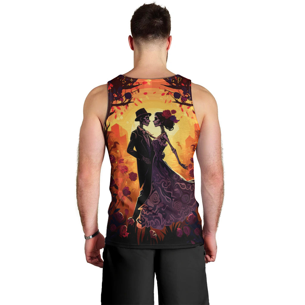 Day of Dead Couple Men Tank Top Sugar Skull Couple Dancing - Wonder Print Shop
