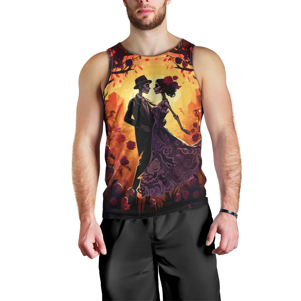 Day of Dead Couple Men Tank Top Sugar Skull Couple Dancing - Wonder Print Shop