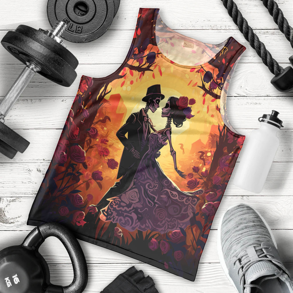 Day of Dead Couple Men Tank Top Sugar Skull Couple Dancing - Wonder Print Shop