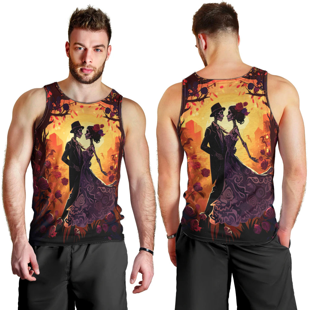 Day of Dead Couple Men Tank Top Sugar Skull Couple Dancing - Wonder Print Shop