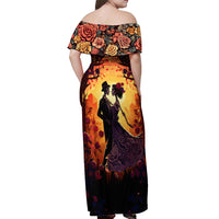 Day of Dead Couple Off Shoulder Maxi Dress Sugar Skull Couple Dancing - Wonder Print Shop