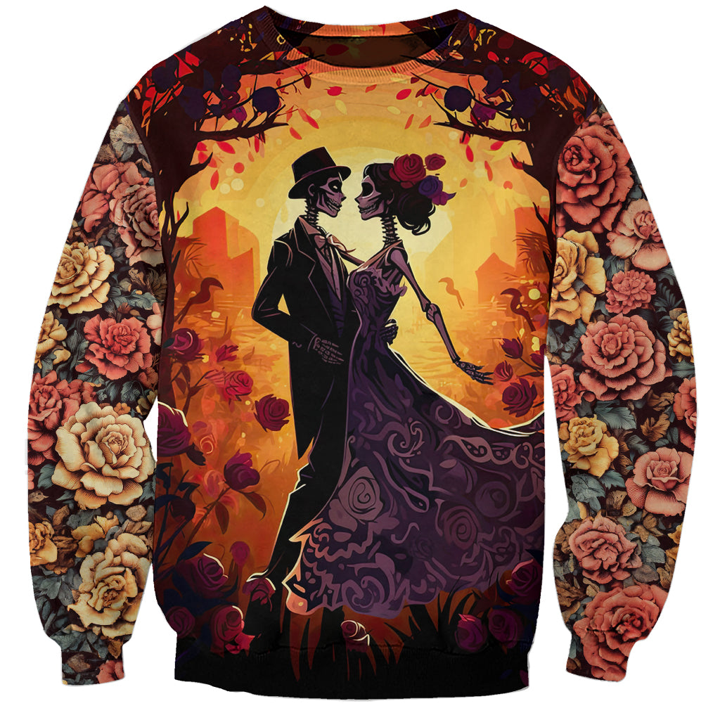 Day of Dead Couple Sweatshirt Sugar Skull Couple Dancing - Wonder Print Shop