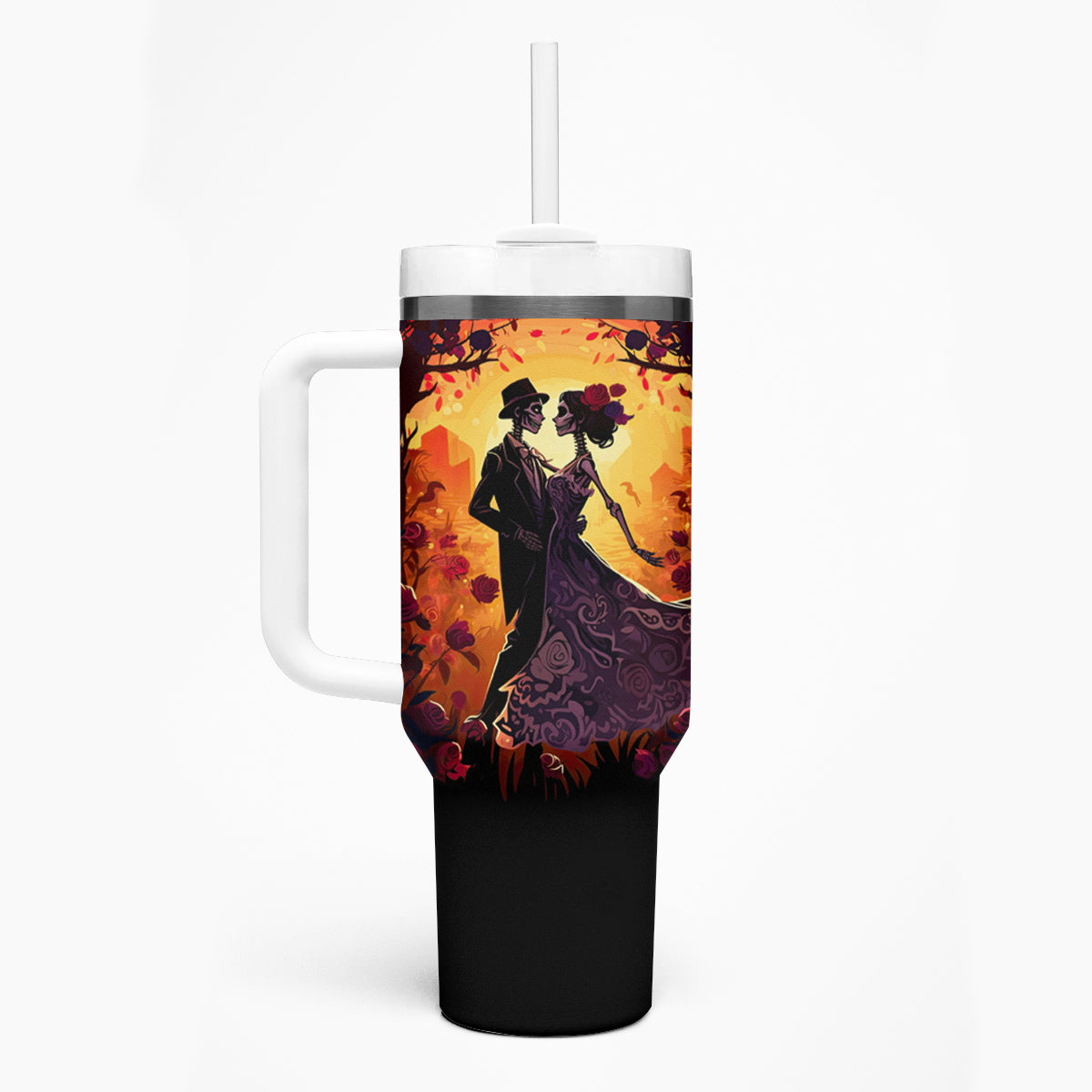 Day of Dead Couple Tumbler With Handle Sugar Skull Couple Dancing - Wonder Print Shop