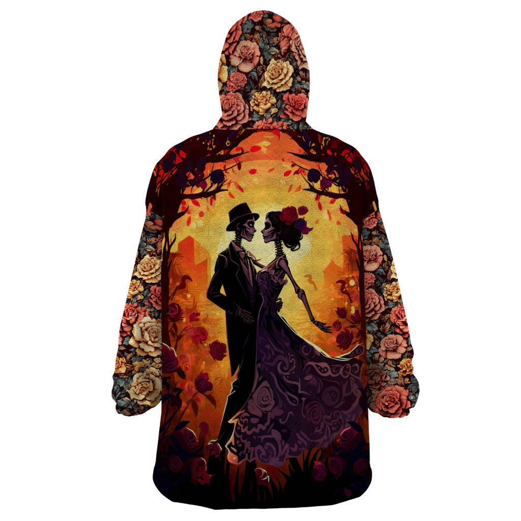 Day of Dead Couple Wearable Blanket Hoodie Sugar Skull Couple Dancing - Wonder Print Shop