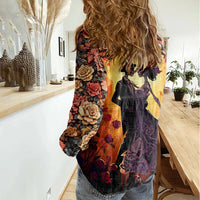 Day of Dead Couple Women Casual Shirt Sugar Skull Couple Dancing - Wonder Print Shop