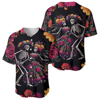 Day of Dead Couple Baseball Jersey Sugar Skull Couple Dancing - Wonder Print Shop