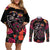Day of Dead Couple Couples Matching Off Shoulder Short Dress and Long Sleeve Button Shirt Sugar Skull Couple Dancing - Wonder Print Shop