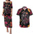 Day of Dead Couple Couples Matching Puletasi Dress and Hawaiian Shirt Sugar Skull Couple Dancing - Wonder Print Shop