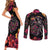 Day of Dead Couple Couples Matching Short Sleeve Bodycon Dress and Long Sleeve Button Shirt Sugar Skull Couple Dancing - Wonder Print Shop