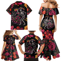 Day of Dead Couple Family Matching Mermaid Dress and Hawaiian Shirt Sugar Skull Couple Dancing - Wonder Print Shop