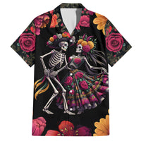 Day of Dead Couple Family Matching Off Shoulder Long Sleeve Dress and Hawaiian Shirt Sugar Skull Couple Dancing - Wonder Print Shop