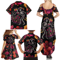 Day of Dead Couple Family Matching Summer Maxi Dress and Hawaiian Shirt Sugar Skull Couple Dancing - Wonder Print Shop