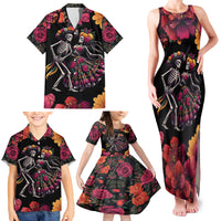 Day of Dead Couple Family Matching Tank Maxi Dress and Hawaiian Shirt Sugar Skull Couple Dancing - Wonder Print Shop
