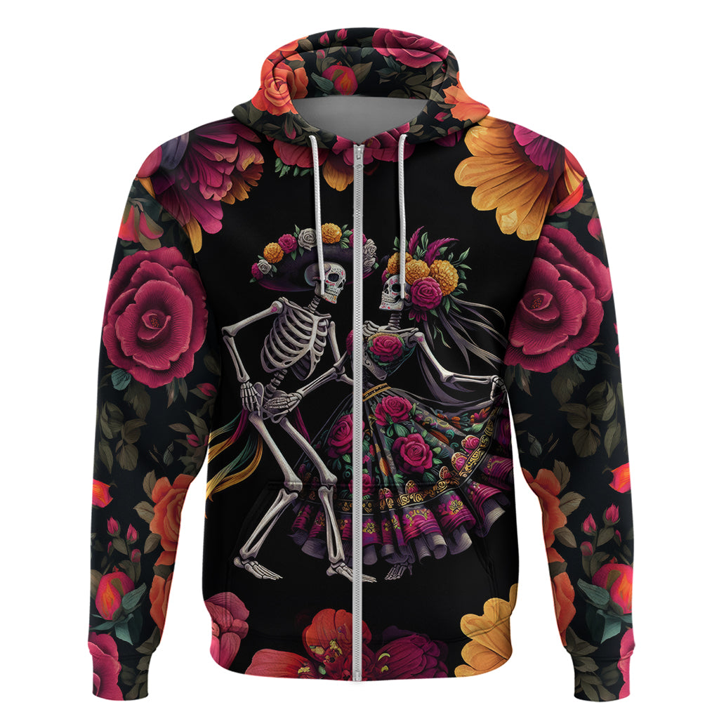 Day of Dead Couple Hoodie Sugar Skull Couple Dancing - Wonder Print Shop