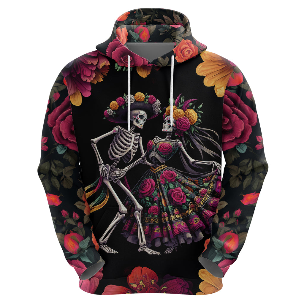 Day of Dead Couple Hoodie Sugar Skull Couple Dancing - Wonder Print Shop