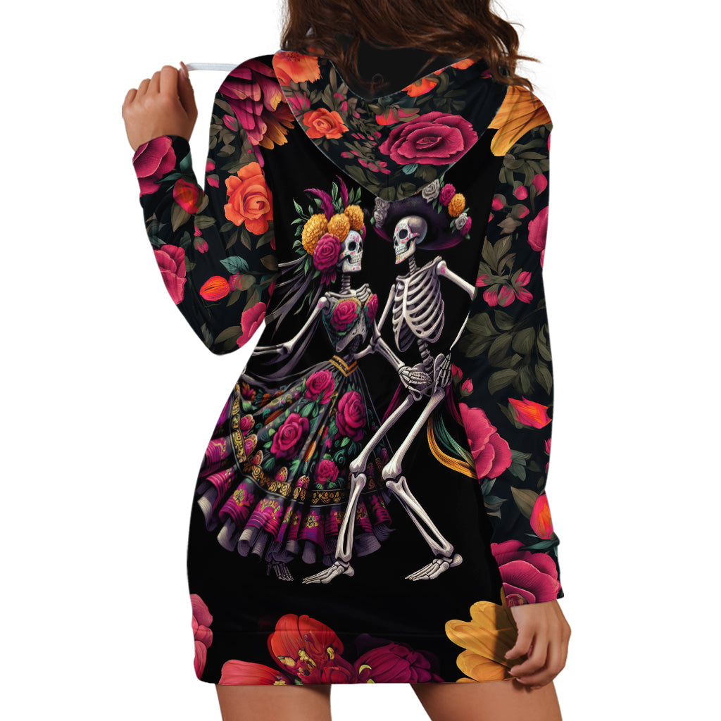 Day of Dead Couple Hoodie Dress Sugar Skull Couple Dancing - Wonder Print Shop