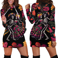 Day of Dead Couple Hoodie Dress Sugar Skull Couple Dancing - Wonder Print Shop