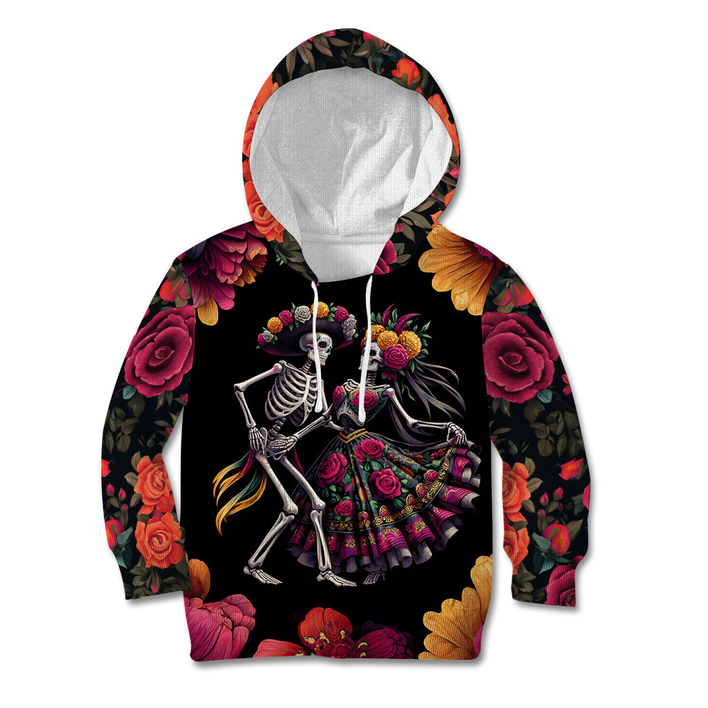 Day of Dead Couple Kid Hoodie Sugar Skull Couple Dancing - Wonder Print Shop