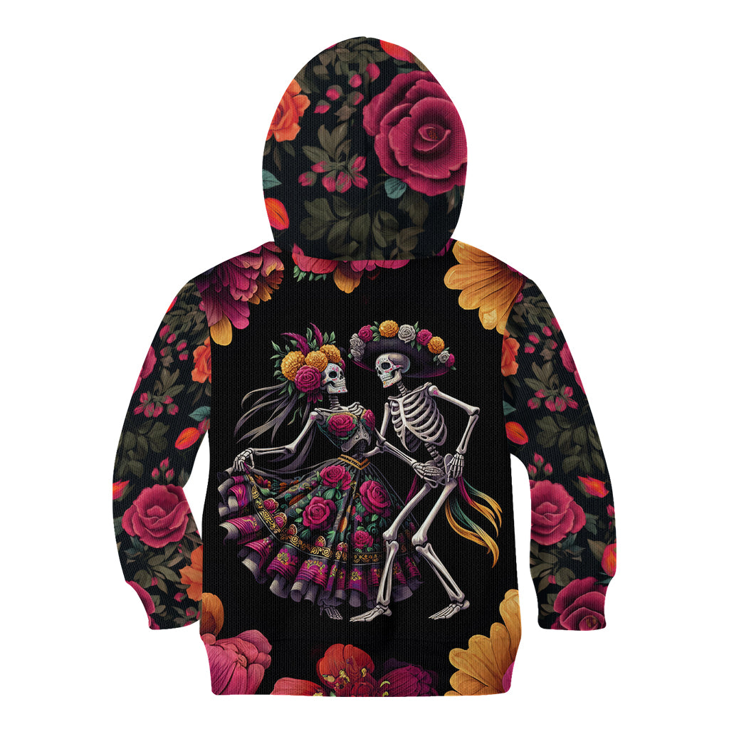 Day of Dead Couple Kid Hoodie Sugar Skull Couple Dancing - Wonder Print Shop