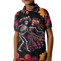 Day of Dead Couple Kid Polo Shirt Sugar Skull Couple Dancing - Wonder Print Shop