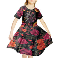 Day of Dead Couple Kid Short Sleeve Dress Sugar Skull Couple Dancing - Wonder Print Shop