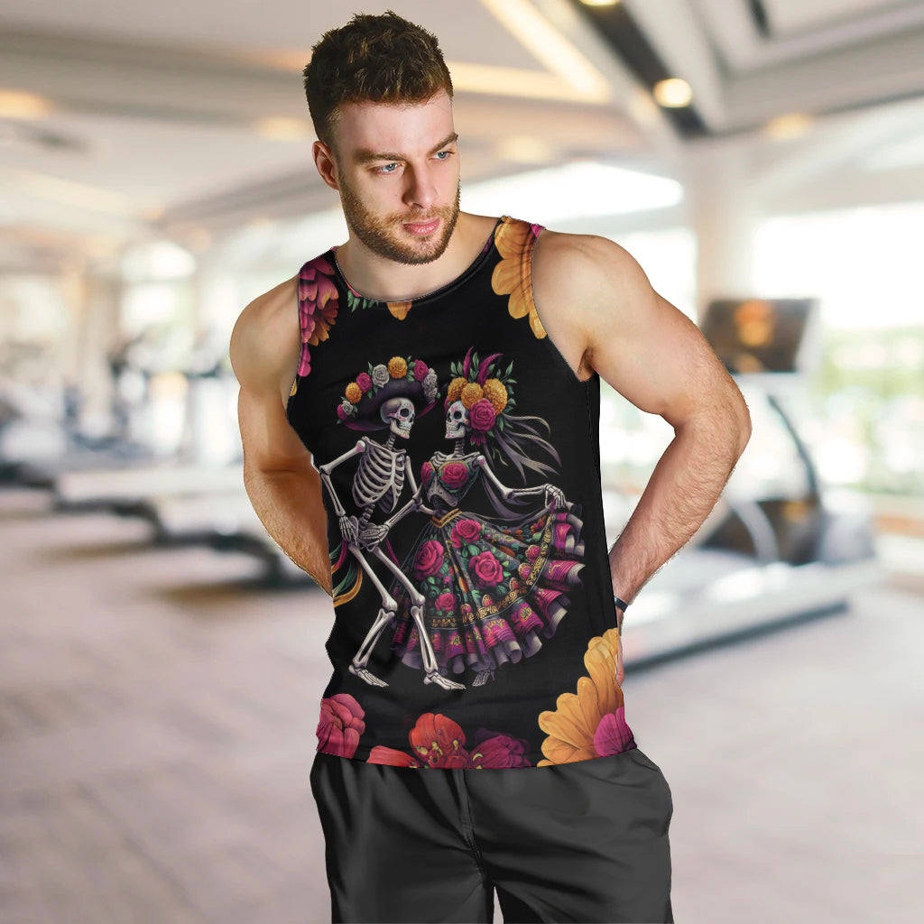 Day of Dead Couple Men Tank Top Sugar Skull Couple Dancing - Wonder Print Shop
