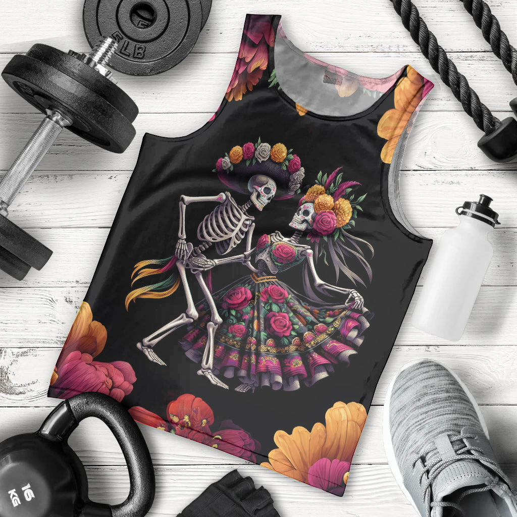 Day of Dead Couple Men Tank Top Sugar Skull Couple Dancing - Wonder Print Shop