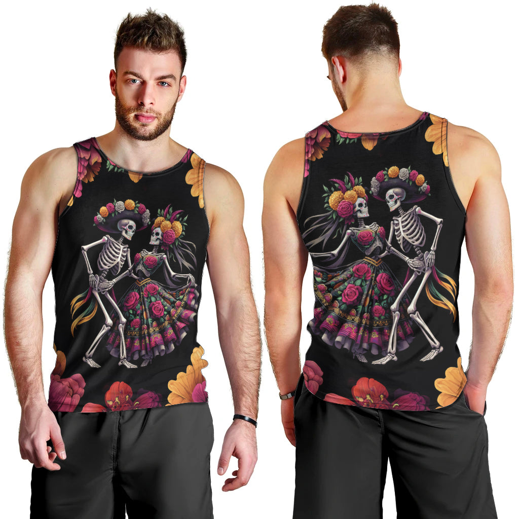 Day of Dead Couple Men Tank Top Sugar Skull Couple Dancing - Wonder Print Shop