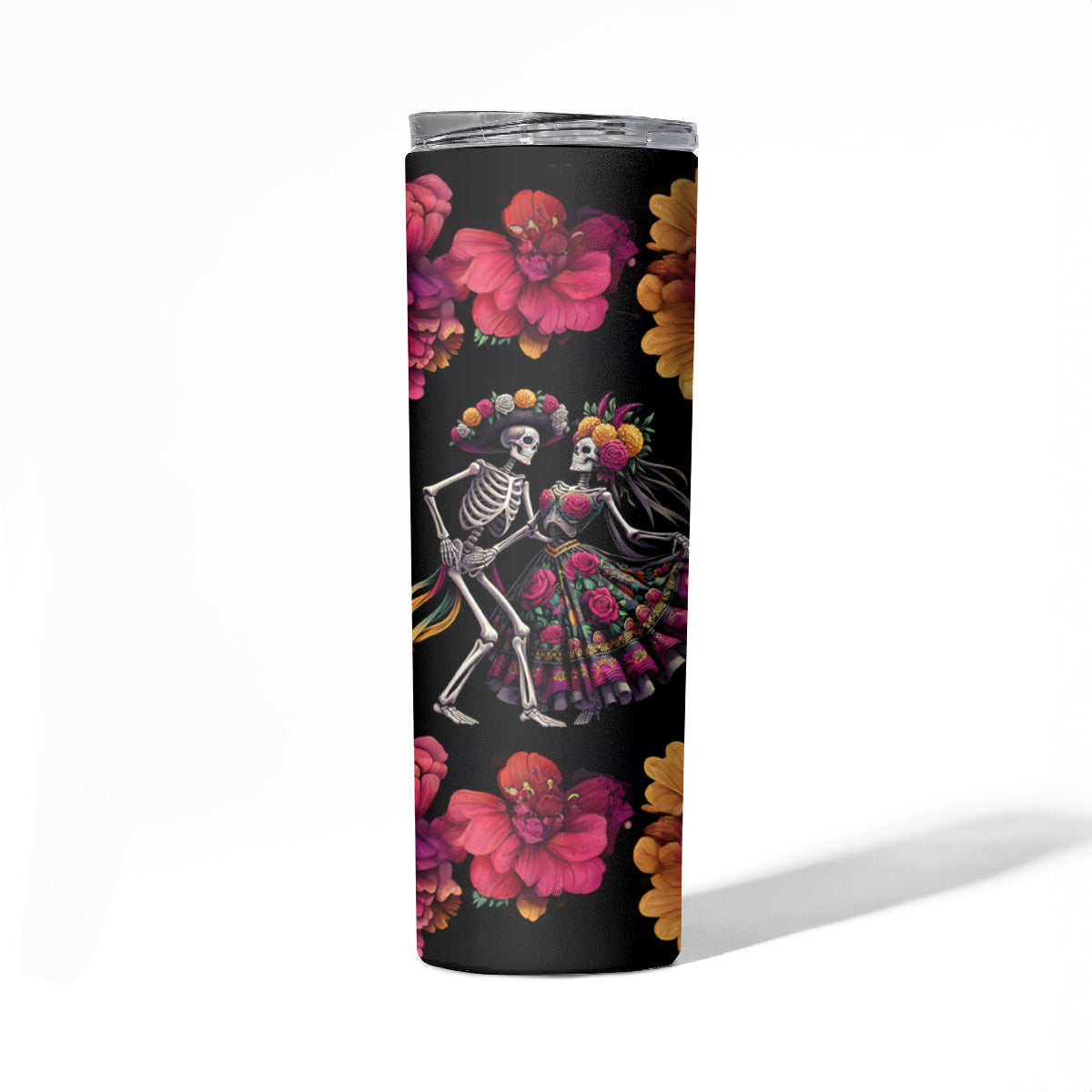 Day of Dead Couple Skinny Tumbler Sugar Skull Couple Dancing - Wonder Print Shop