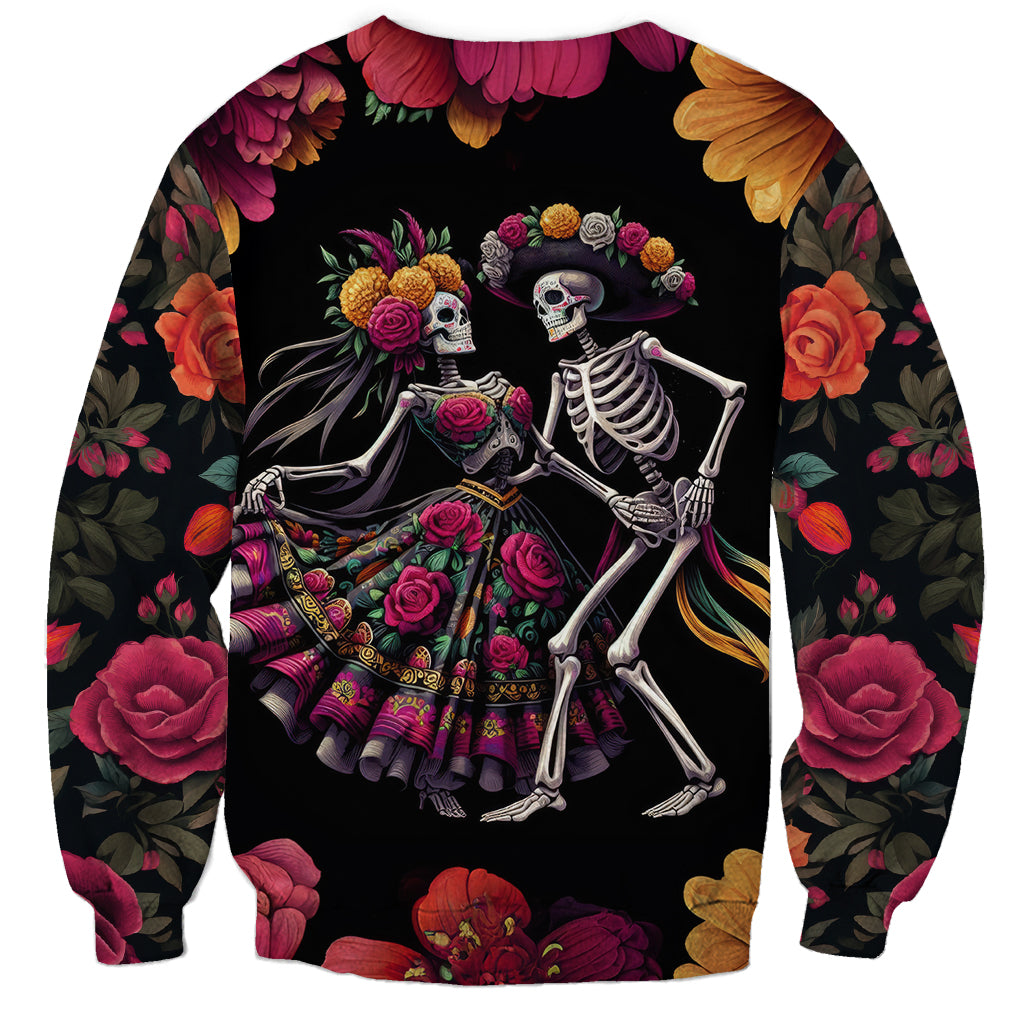 Day of Dead Couple Sweatshirt Sugar Skull Couple Dancing - Wonder Print Shop