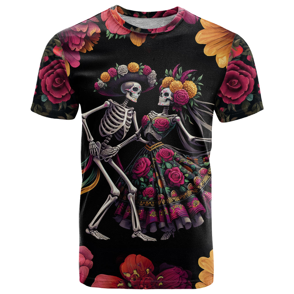 Day of Dead Couple T Shirt Sugar Skull Couple Dancing - Wonder Print Shop