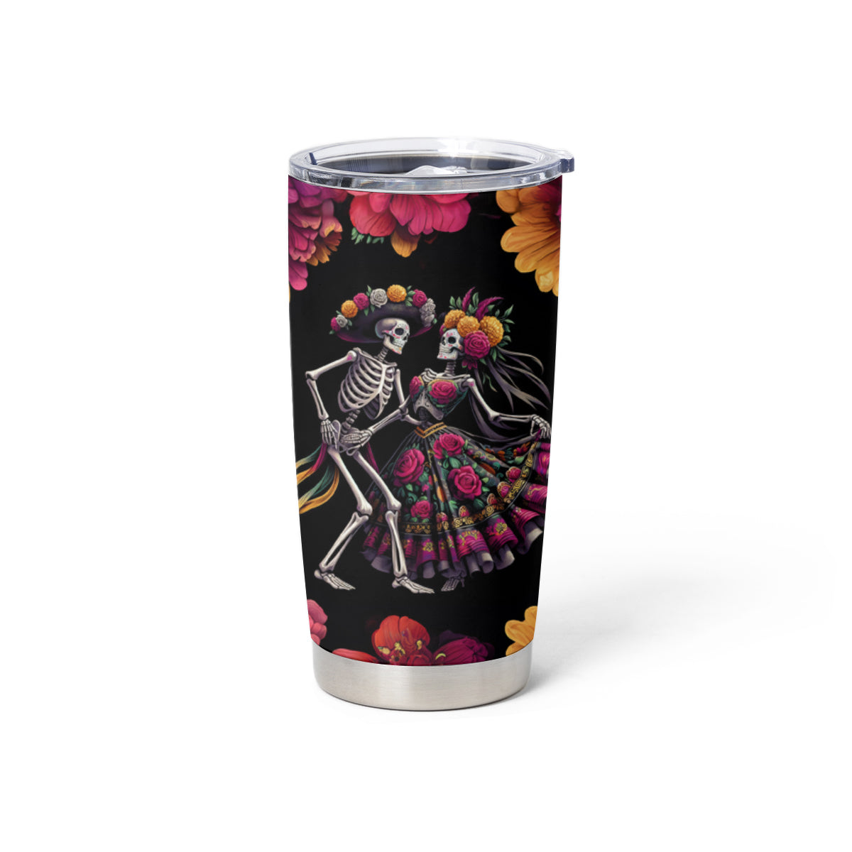 Day of Dead Couple Tumbler Cup Sugar Skull Couple Dancing - Wonder Print Shop