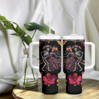 Day of Dead Couple Tumbler With Handle Sugar Skull Couple Dancing - Wonder Print Shop