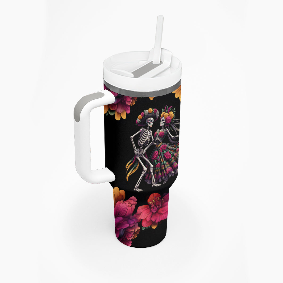 Day of Dead Couple Tumbler With Handle Sugar Skull Couple Dancing - Wonder Print Shop