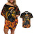 Day of Dead Lady Couples Matching Off Shoulder Short Dress and Hawaiian Shirt Sugar Skull Field Marigold Lady - Wonder Print Shop